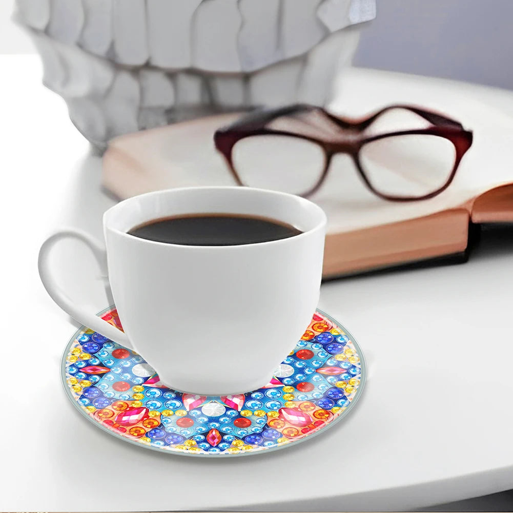 Diamond Painting Art Coaster Kit Mandala Acrylic  Washable with Holder for Adults Beginner 6 Pieces