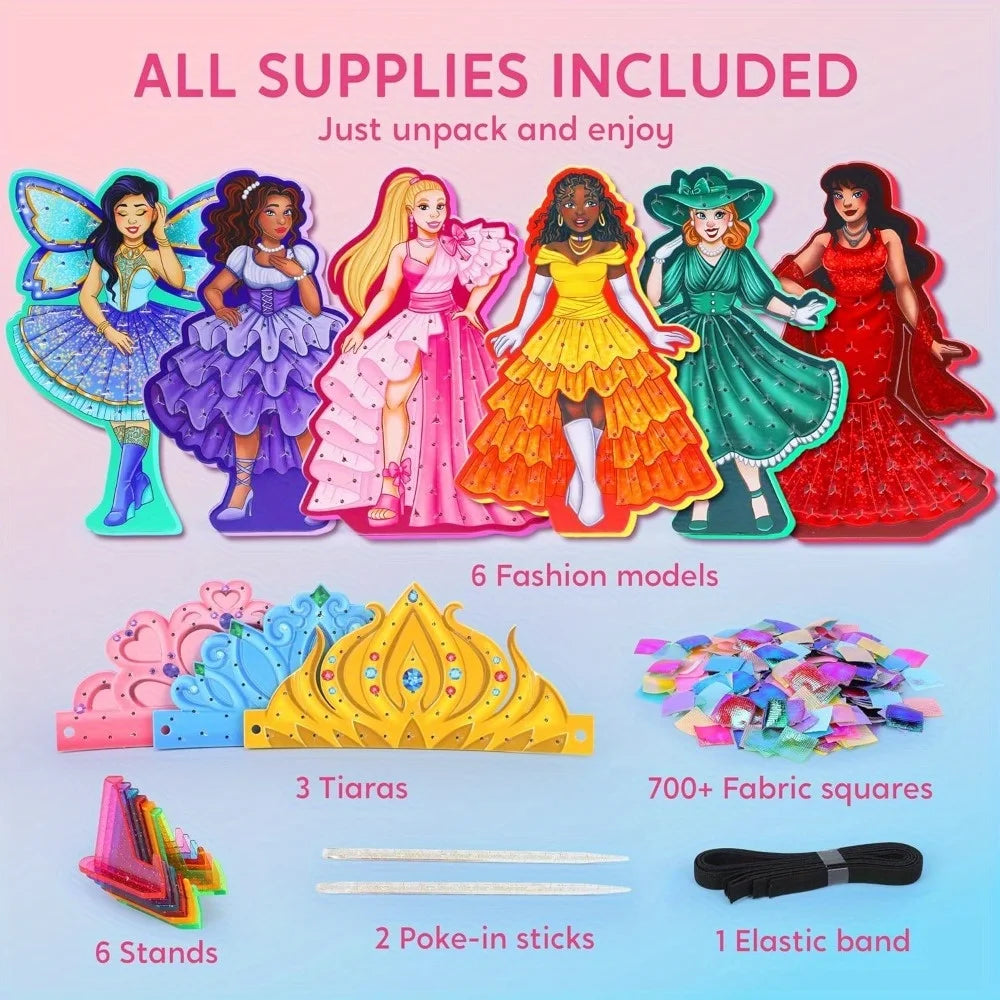 Joyfy Kids Poke-in Art Magical Princesses DIY Wood Craft Kits Creative Activity  for Girls Boys Ages 4-9 Birthday Gifts