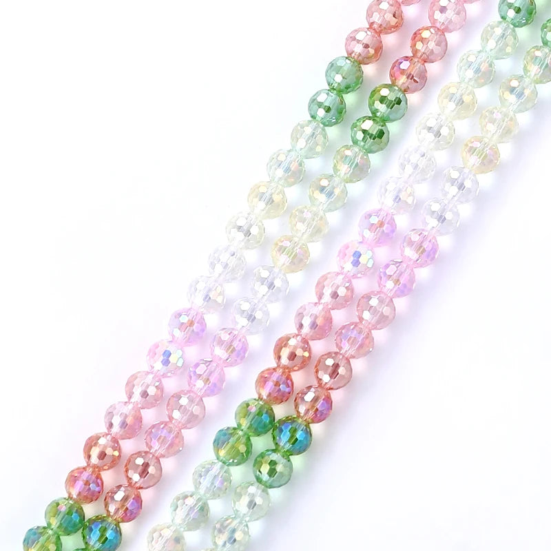 Colorful  Crystal Faceted Disco Ball Beads Electroplate Glass for Jewelry Making 8mm