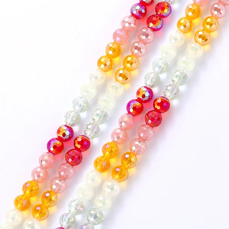 Colorful  Crystal Faceted Disco Ball Beads Electroplate Glass for Jewelry Making 8mm