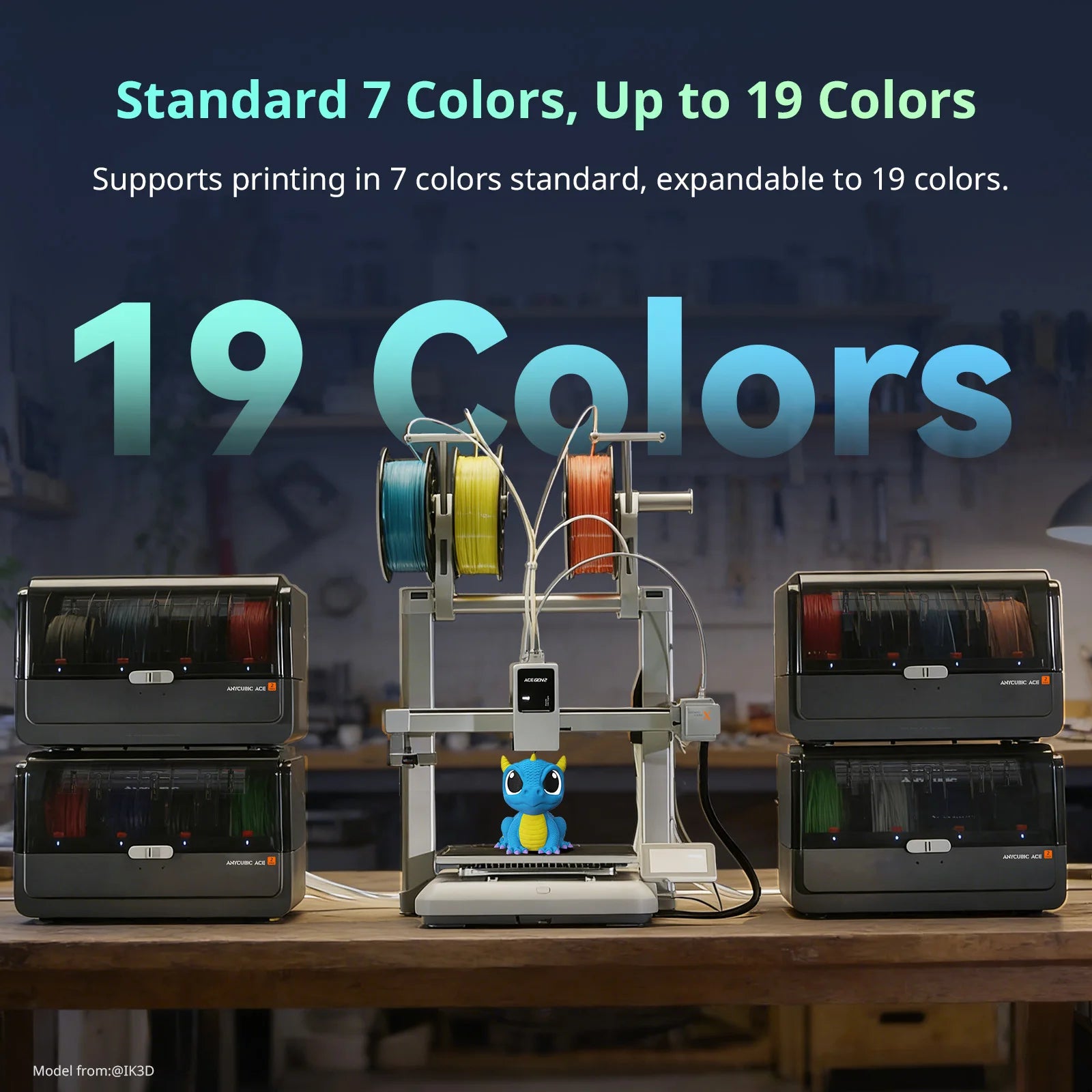 ANYCUBIC Kobra X Combo 2x Time & Material Savings Up To 19 Colors Printing AI Detection 600mm/s Max Print Speed 3D Printer