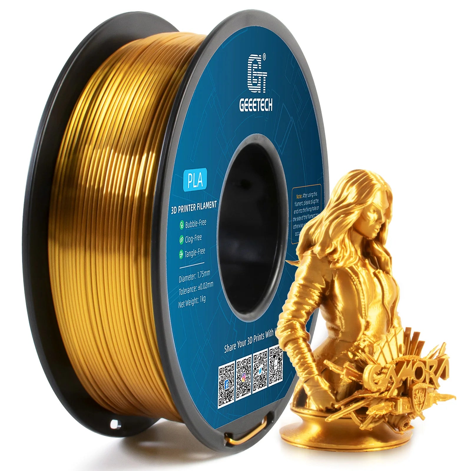 Geeetech 3d printer Filament PLA PETG Plastic 1kg 1.75mm,Tangle-Free,  wire materials, black, white, vacuum packaging