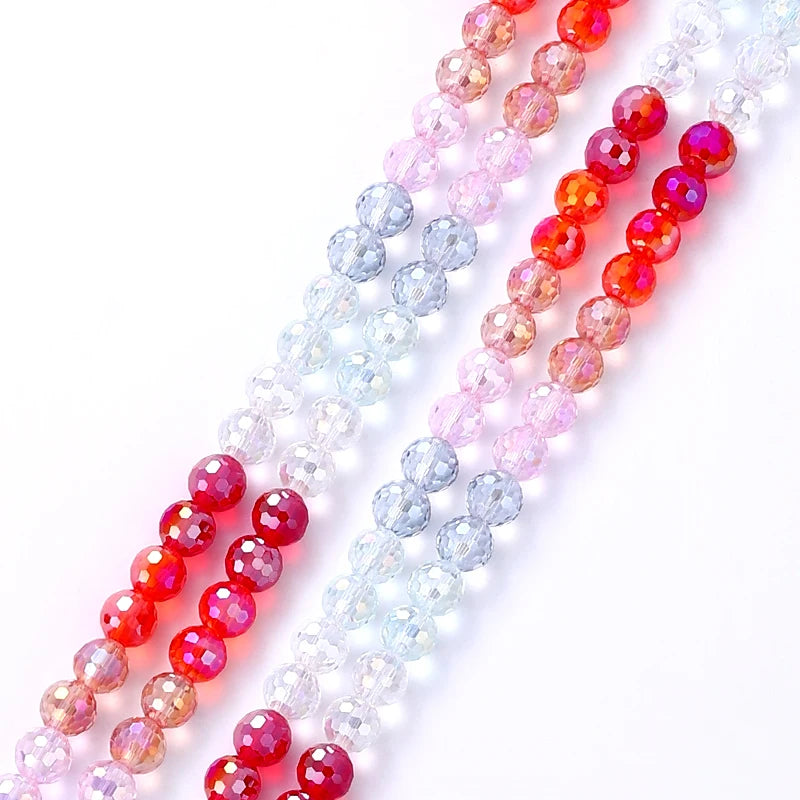 Colorful  Crystal Faceted Disco Ball Beads Electroplate Glass for Jewelry Making 8mm