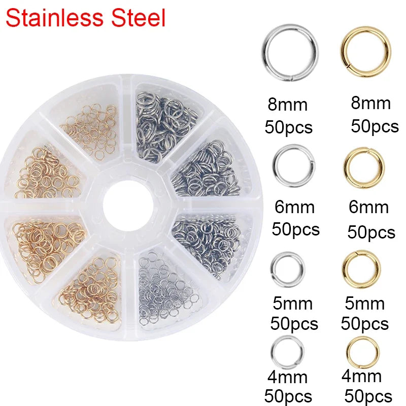 Stainless Steel Lobster Clasps Open Jump Rings Crimp Beads Caps For  Bracelet Necklace  Jewelry Findings Set