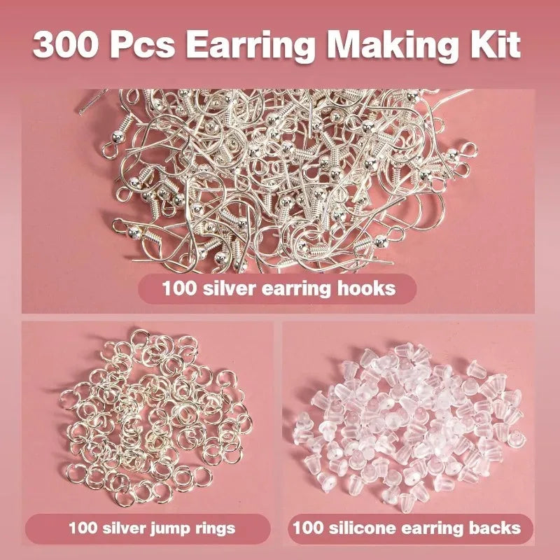 925 Silver Plated & Gold  Earring Hooks  300pcs DIY Hypoallergenic Findings with Jump Rings Earring Backs Kit