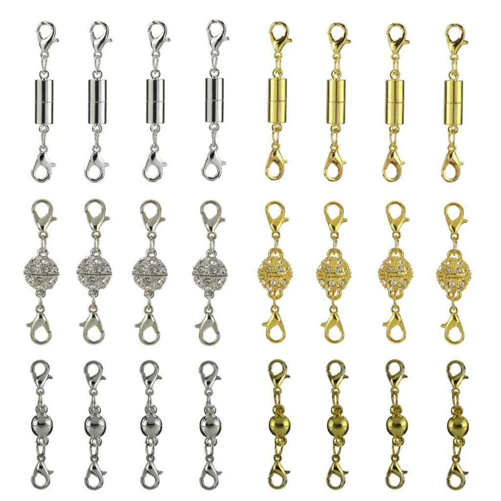 3-Style Strong  Magnetic Clasps for  Jewelry Making Necklaces Bracelets or as an  Extender Chain 24Pcs