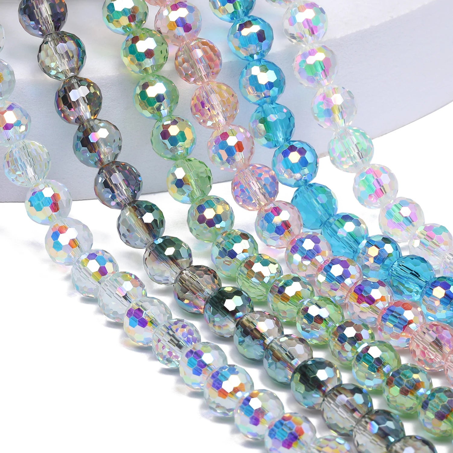Vibrant Austrian Crystal Glass Beads 6-10mm Faceted Round  for Jewelry Making 30-50pcs