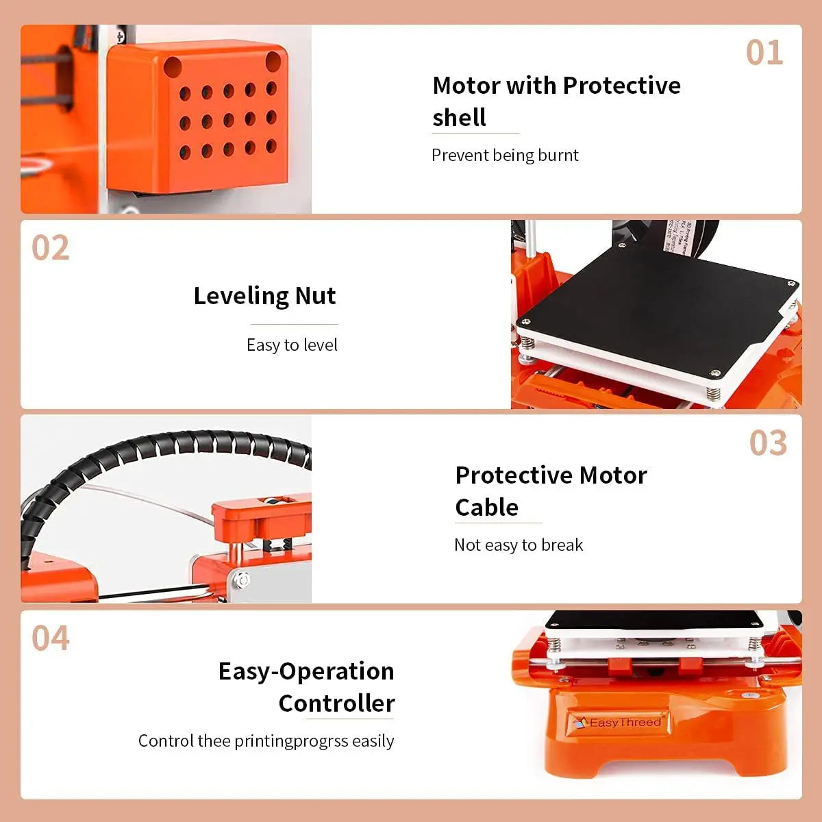 Easy Thread K7 Portable Mini Desktop 3D Printer Model Making Entry Level Printer for Beginners & Kids