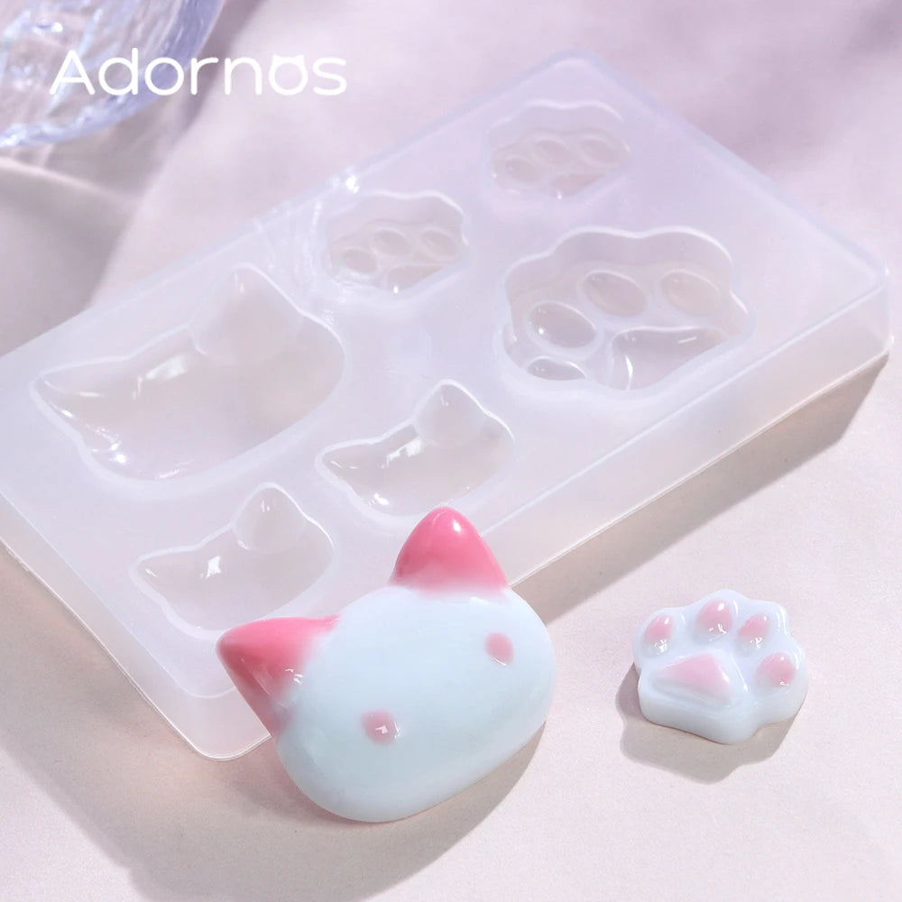 Mixed Size Kitten Epoxy Resin Mold Cute Cat Paw Earring Pendant Keychain Making, 1 piece