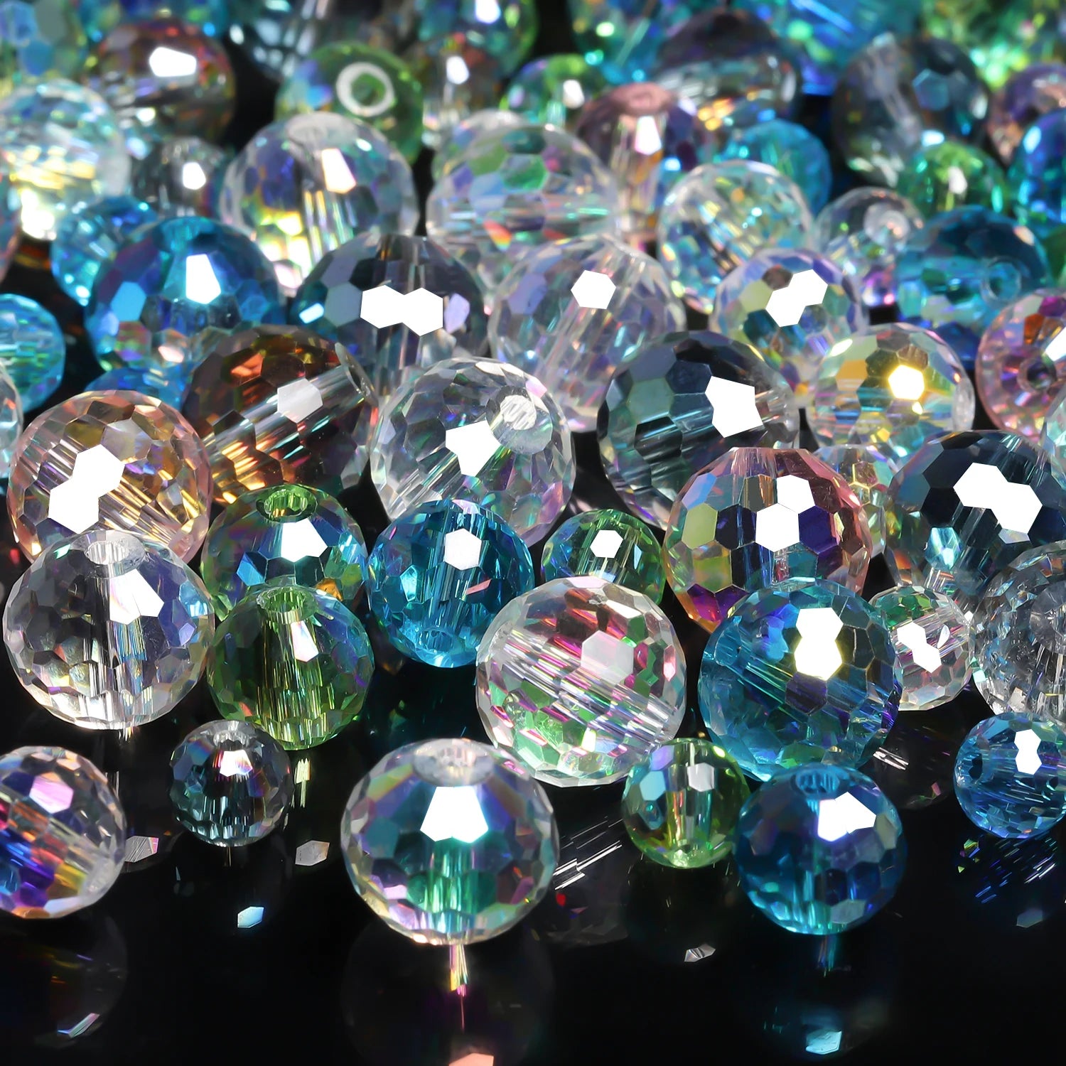 Vibrant Austrian Crystal Glass Beads 6-10mm Faceted Round  for Jewelry Making 30-50pcs