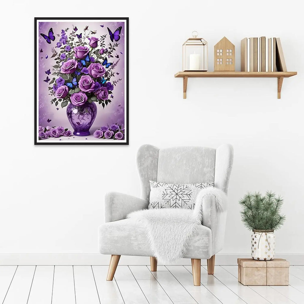 Floral Butterfly Diamond Painting Kit for Adults Beginners, 5D Full Drill Art Home Decor 12x16 Inch