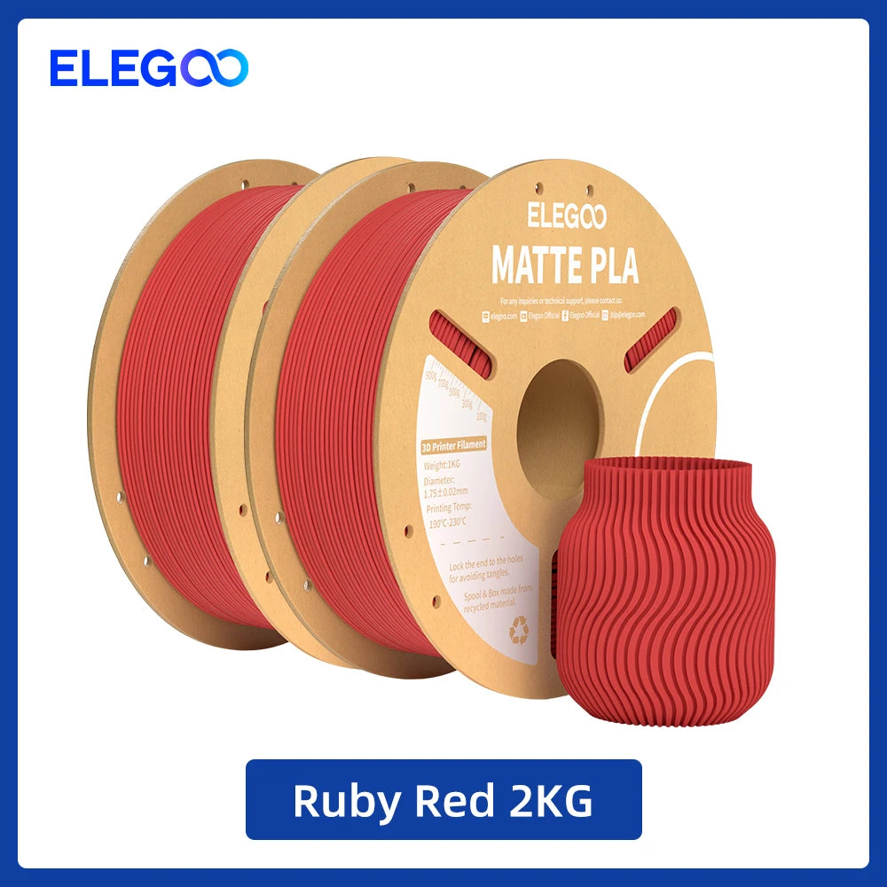 Matte Filament PLA 1KG for FDM 3D Printer PLA ELEGOO Dimensional Accuracy +/- 0.02mm