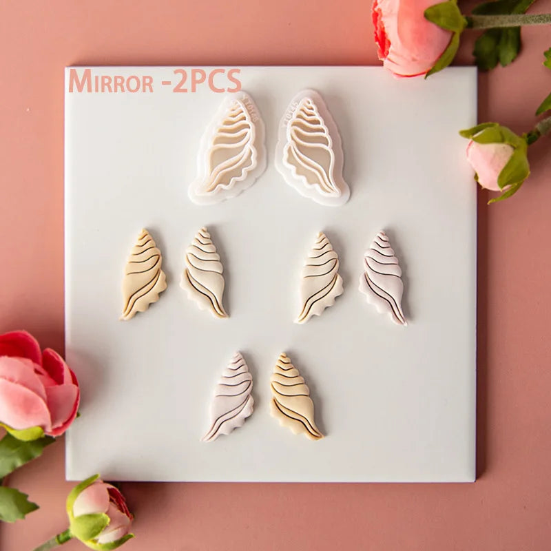 Ocean Sea Polymer Clay Cutters Summer Beach Earring Embosser Cutter Shell Conch Fish Tail Shape Earring Mold for Pendant Jewelry