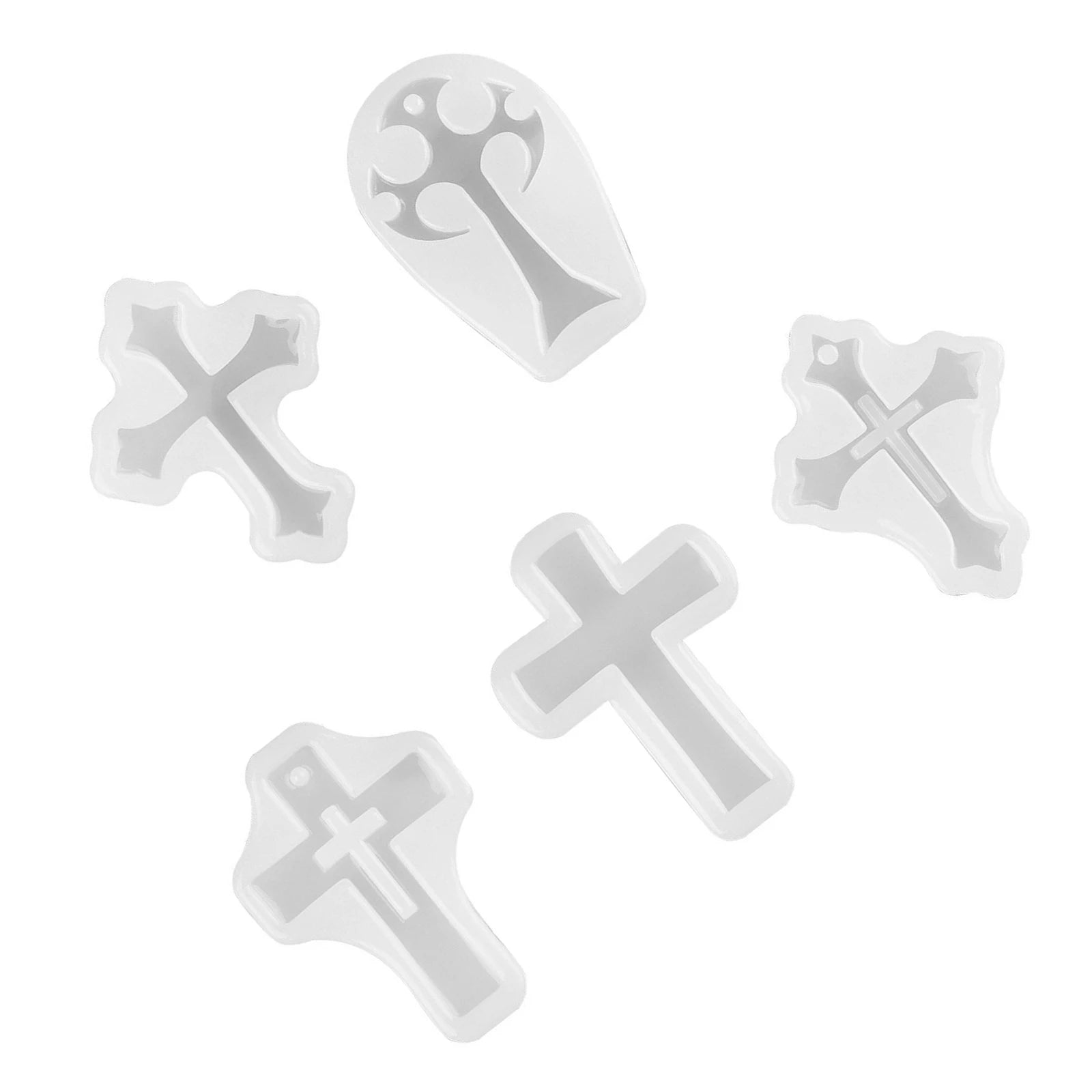 5Pcs Cross Silicone Resin Mold  for DIY Epoxy Resin Crafts Jewelry Making Accessories Tools Necklace Pendants Casting Mould