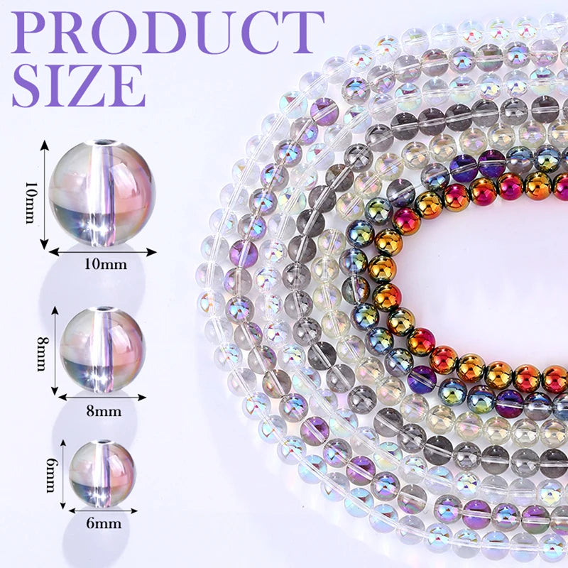 Glass Bubble Round Beads AB Colors for Earring, Bracelets, Necklaces Key Chains Jewelry Making 6-10mm