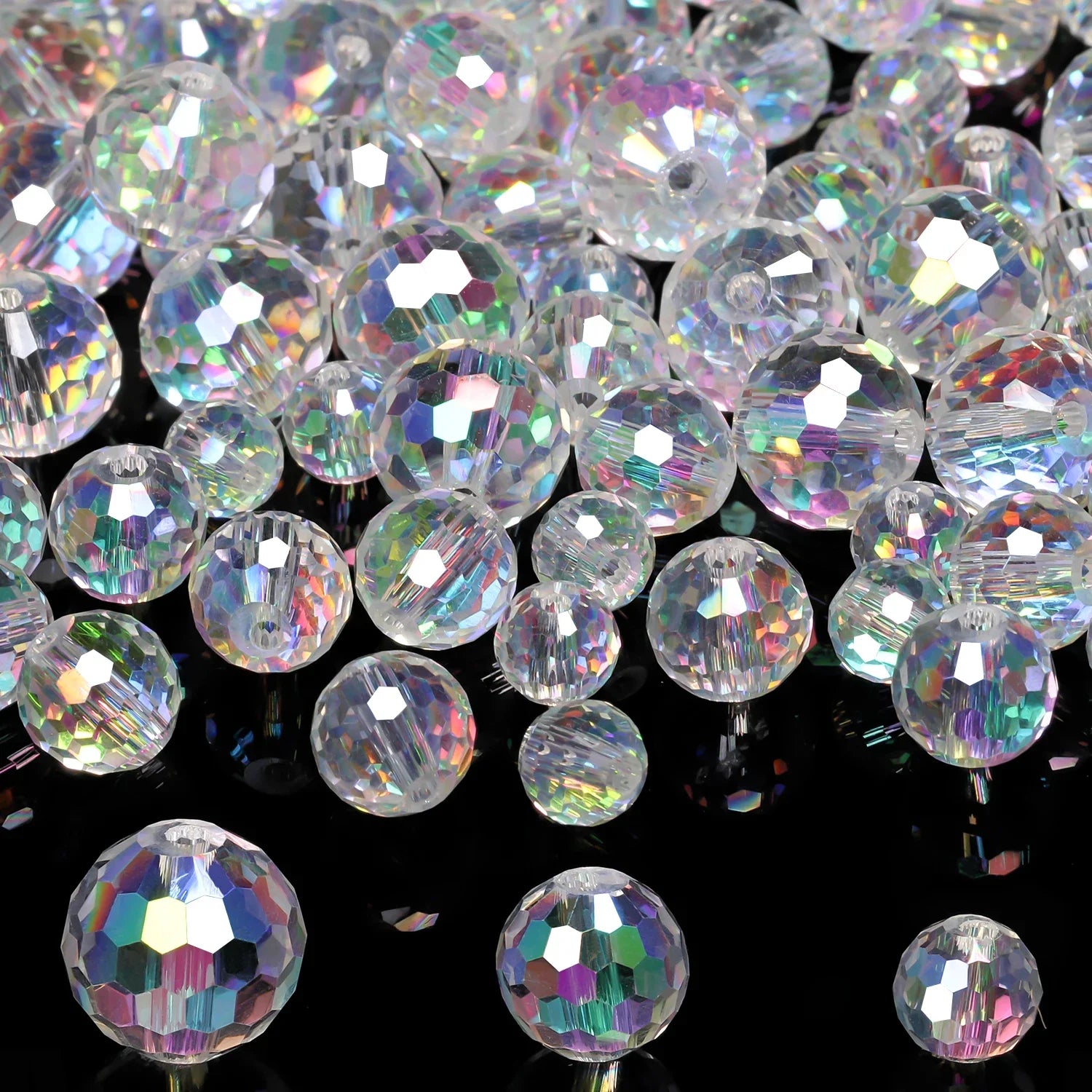 Vibrant Austrian Crystal Glass Beads 6-10mm Faceted Round  for Jewelry Making 30-50pcs