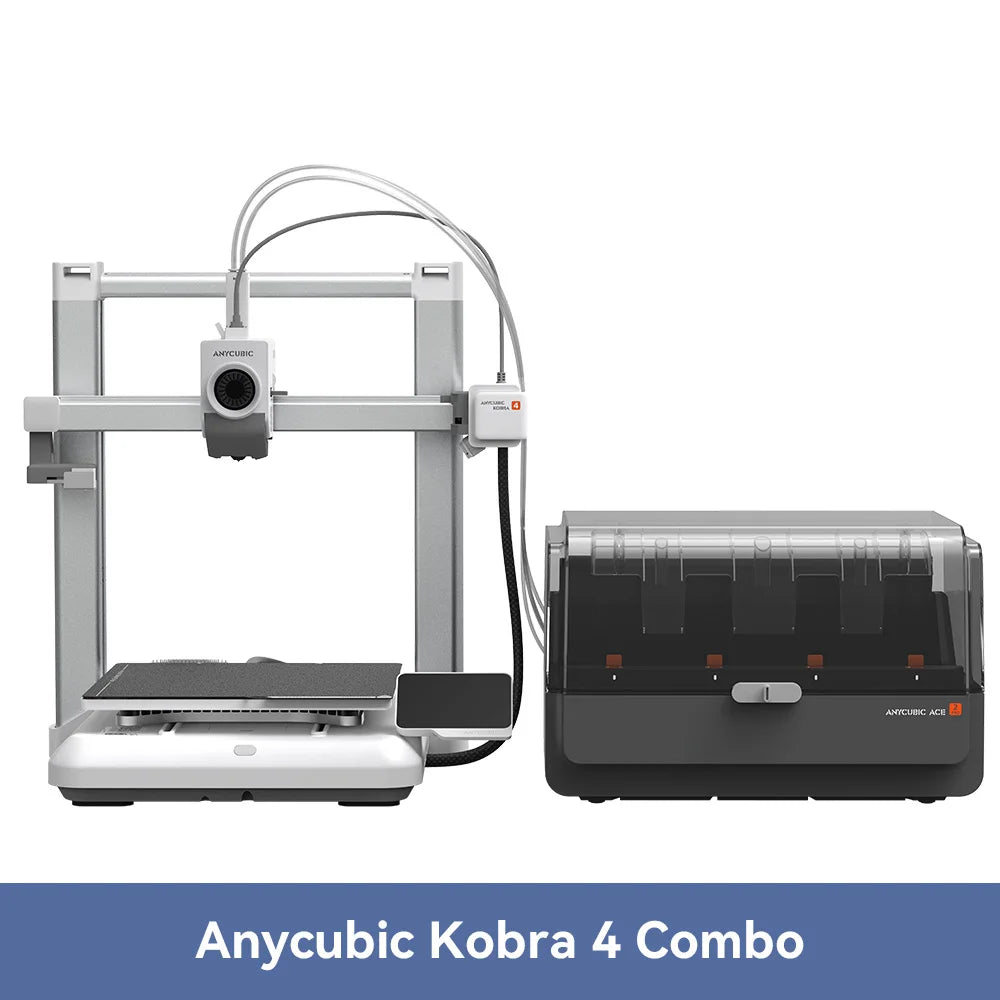 ANYCUBIC Kobra 4 Combo 600mm/s Fast Printing 3D Printer Up to 8 Colors ACE 2 Pro Filament Drying APP Control FDM 3D Printer