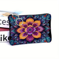 1pc DIY Flowers Diamond Art Coin Pouch with Zipper PU Leather Crystal Rhinestones  for Cash, Daily Use, Travel