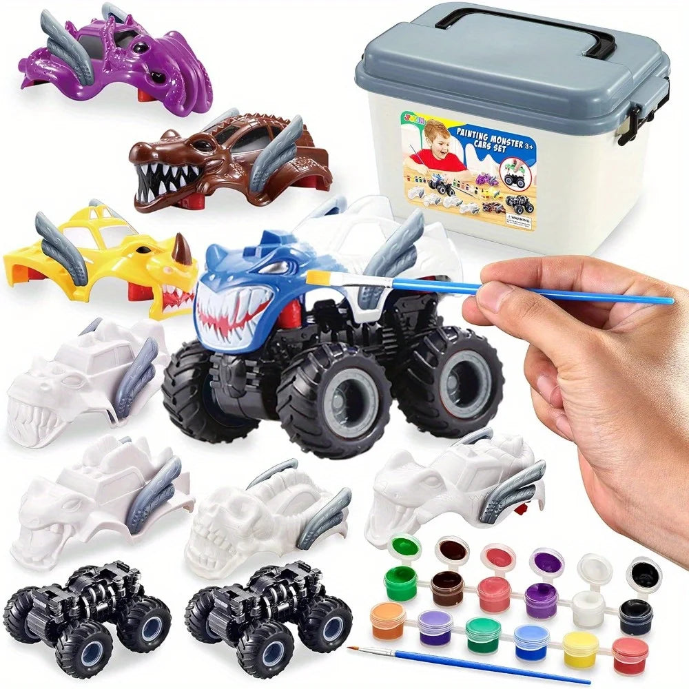 JOYFY Kids Craft Kit Build & Paint Your Own Friction Powered Monster ATV