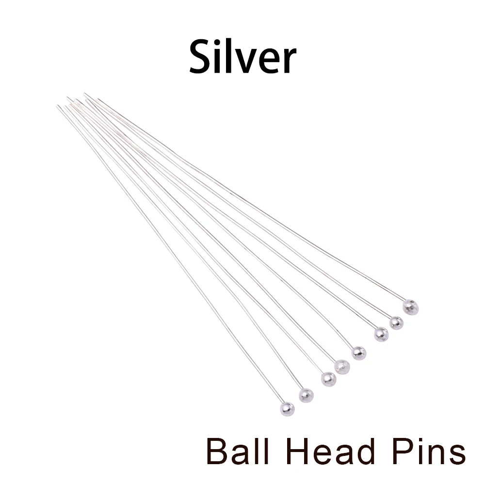 Eye & Head Pin Gold Plated Ball Head Pins for Jewelry  Making 100-200 Pieces