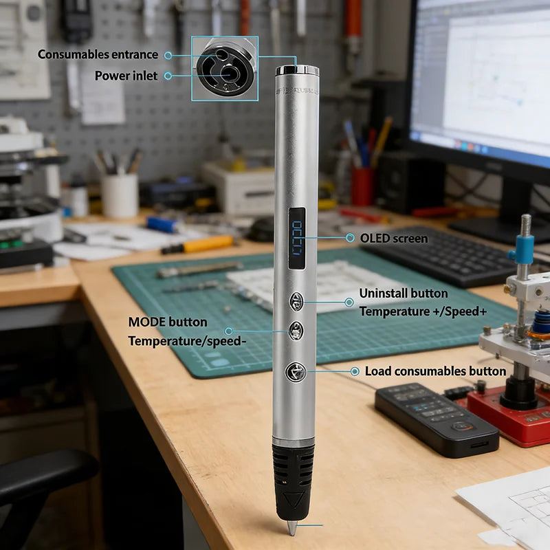 New RP900A 3d Slimmest Pen Kit  OLED Screen+6-Speed Speed Regulation, Professional Operation More Precise