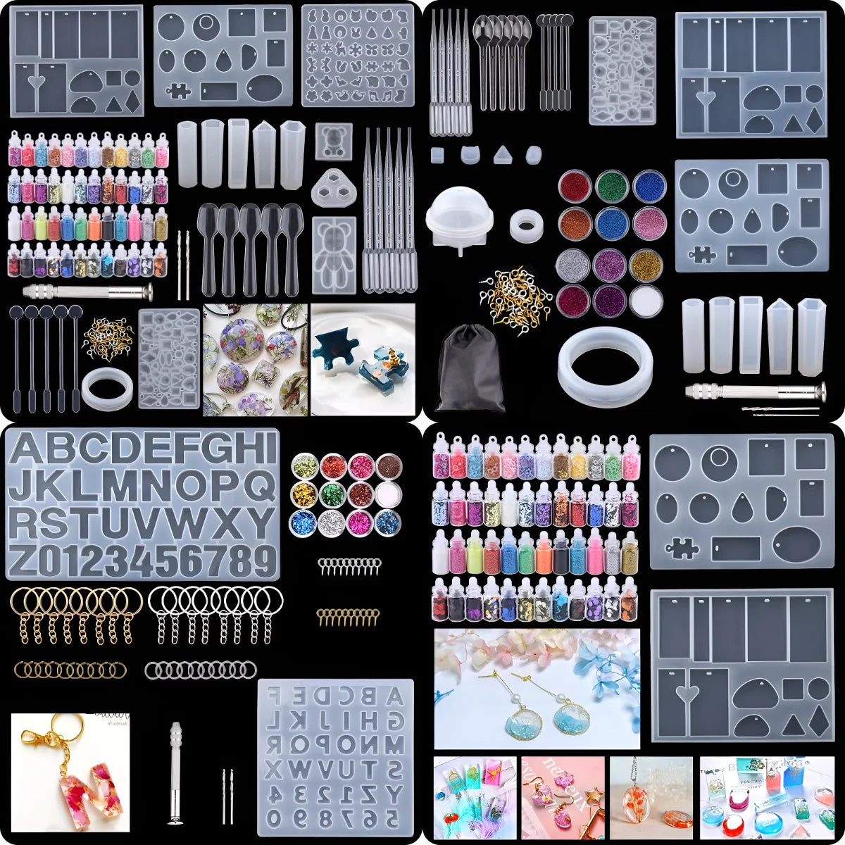Resin Silicone Molds Jewelry Making Kit Pendant Earring Necklace Keychain