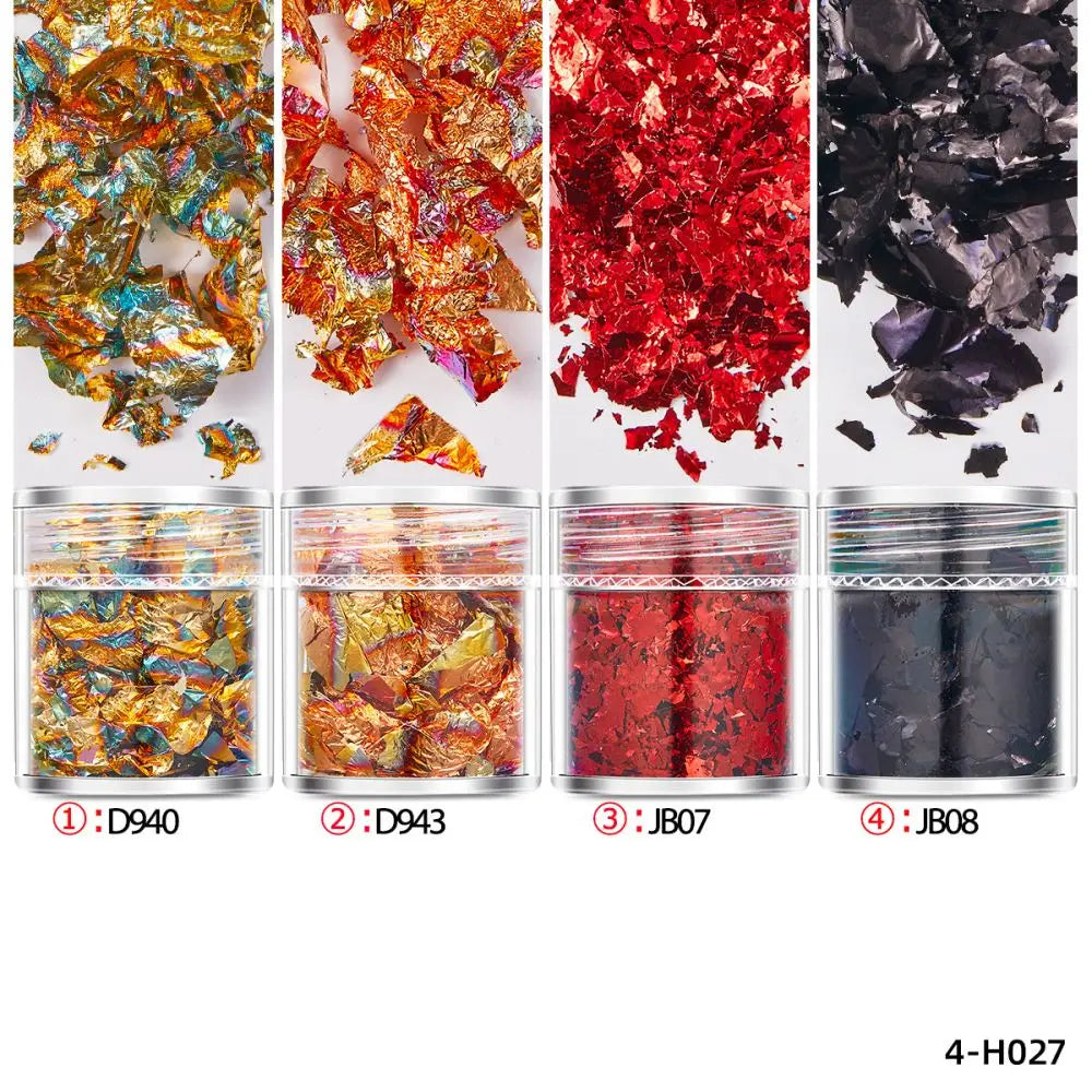 4 Bottles/Set Gold Foil Leaf Flake For Epoxy Resin Mold Jewelry Making