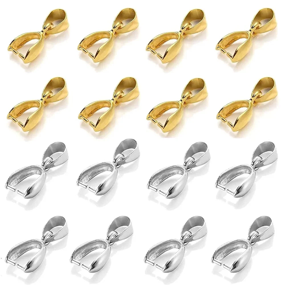 Stainless Steel Pendant Pinch  Bail  Necklace Pendants Jewelry Making 10/20pcs