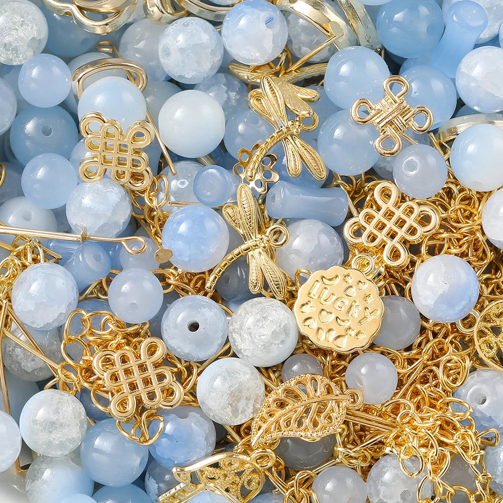Mixed Glass Beads Metal Pendants For Bracelets & Necklaces