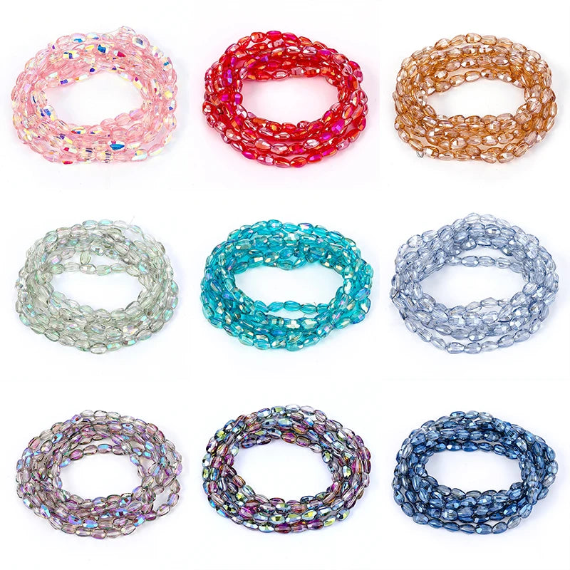 Faceted Glass Beads for  Jewelry Making Bracelet Necklace Earring Keychains 10 Colors 6x8mm