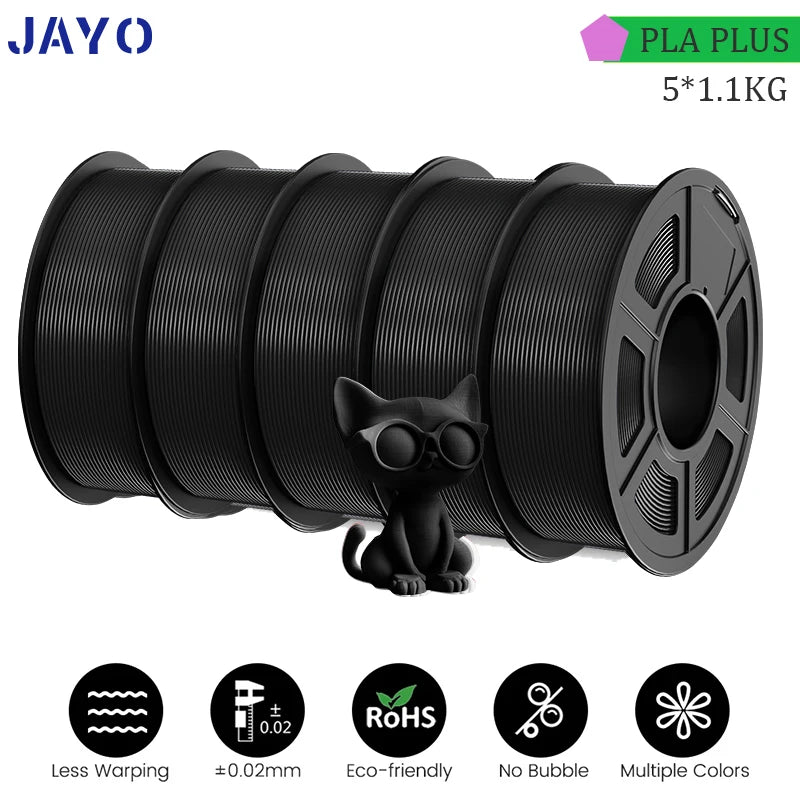 JAYO 5Rolls PLA/PLA Plus/Petg/ABS/TPU/PLA Metal/PLAYG/HS-PLA 3D Printer Filament 1.75mm FDM