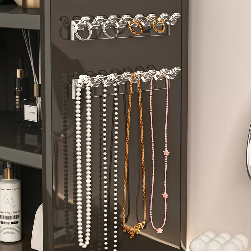 3-Piece Set Of 8-Hole Wall-Mounted Jewelry Storage Rack, With Necklaces, Bracelets And Earring Hooks - Anti-Tangle Display