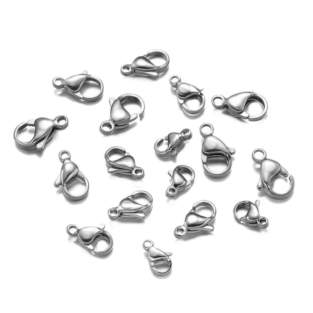 Stainless Steel Lobster Clasps For Bracelet Necklace Jewelry Making 9/10/11/12/13mm 100 Pieces