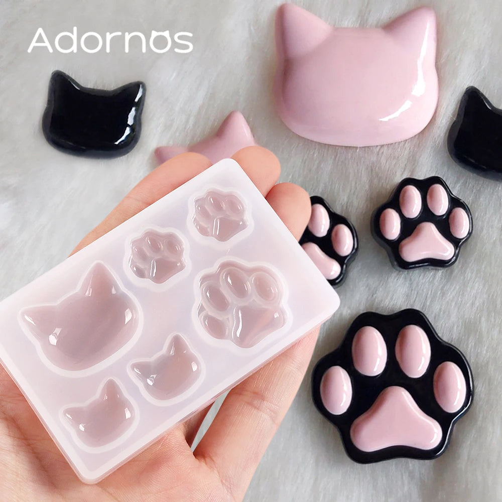Mixed Size Kitten Epoxy Resin Mold Cute Cat Paw Earring Pendant Keychain Making, 1 piece