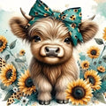5D Diamond Painting Kit for Adults, Highland Cow Full Round Gem Crystal Art,  12x12"