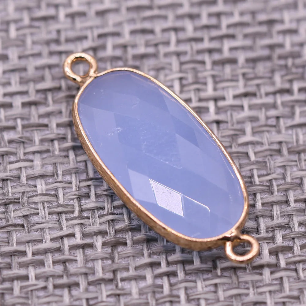 Double-hole Connector Amethyst Pendant, Perfect for DIY Bracelets, Necklaces, and Jewelry Making. New Natural Stone Multi-faceted Crystal Quartz Charm