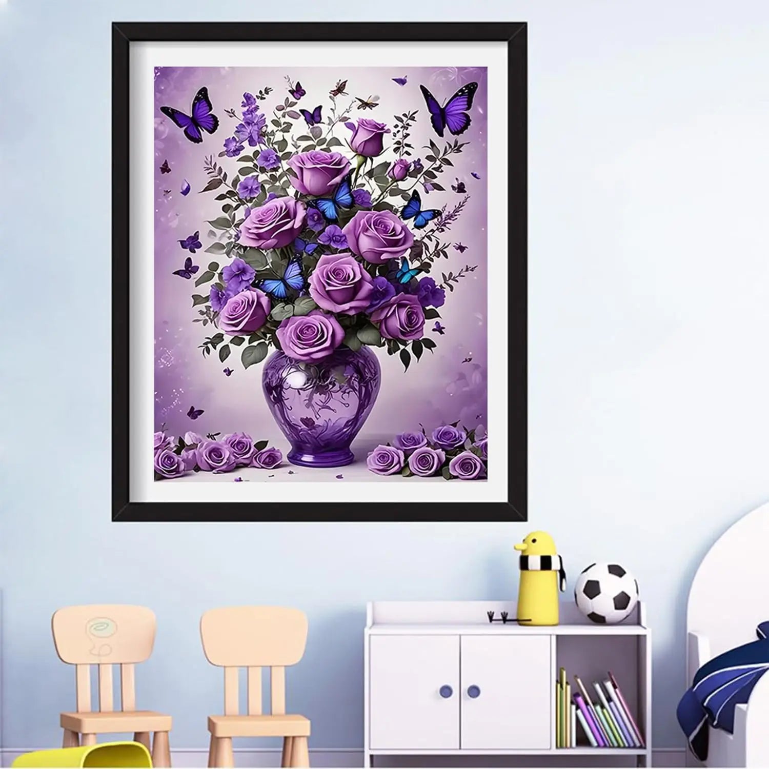 Floral Butterfly Diamond Painting Kit for Adults Beginners, 5D Full Drill Art Home Decor 12x16 Inch