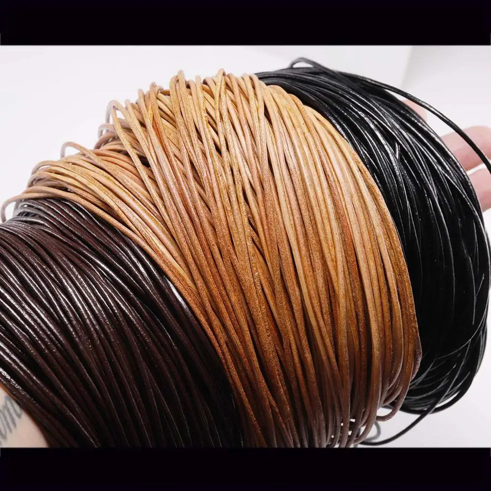 Genuine Cow Leather Round Cord For Jewelry Making 2/5 Meters/Lot 1-6mm