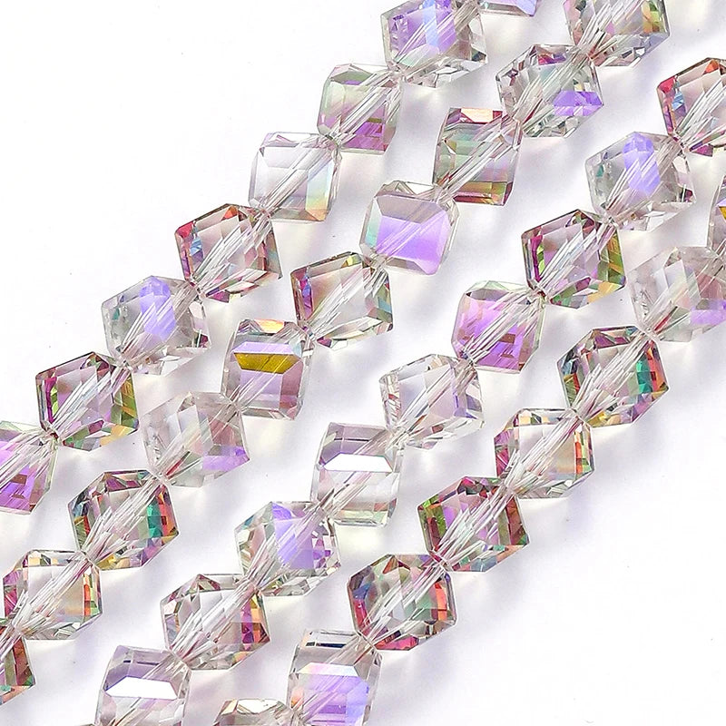 Diagonally Cube Faceted Crystal Glass Beads for Jewelry Making Bracelets, Earrings & Necklaces 4-8mm
