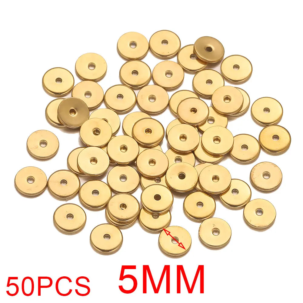 Daisy Spacer Beads Gold Plated Over Stainless Steel For Jewelry Making 50 Pieces