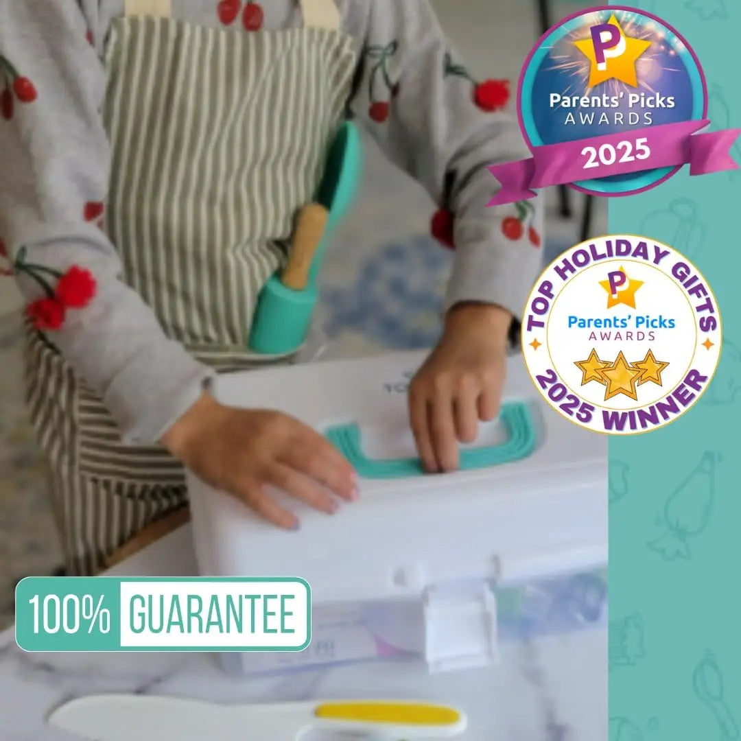 Kids Cooking & Baking Set with Safe Tools, Apron, Cookbook & Storage