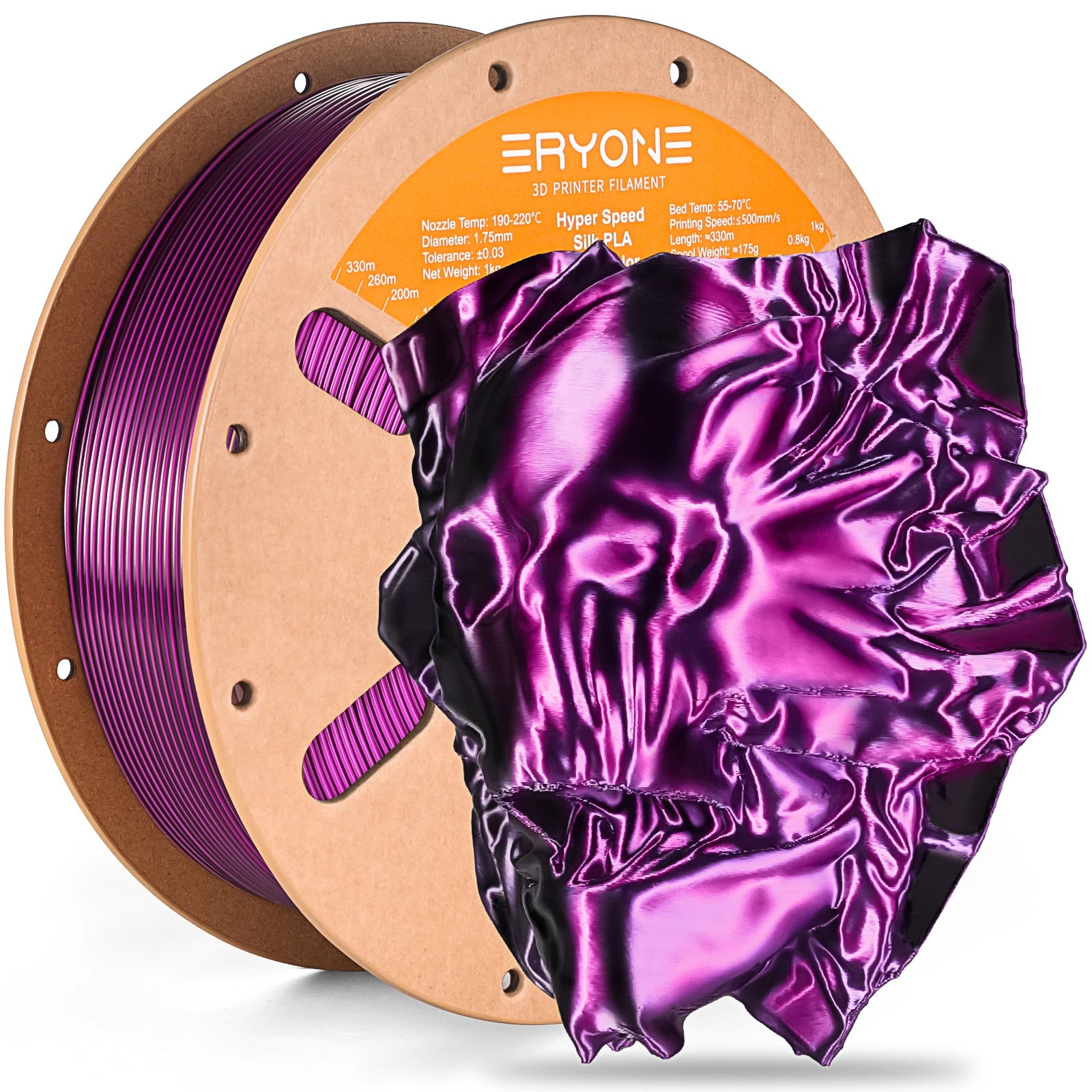 ERYONE 1KG Silk Dual Color PLA Series 3D Printer Filament 1.75mm,Coextrusion Silky Shiny Finish