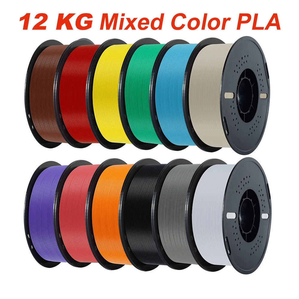 KINGROON 22LBS PETG or PLA filament 3D Printer Filament 10 Rolls 1KG 1.75MM Eco-Friendly Good Toughness Mix Color