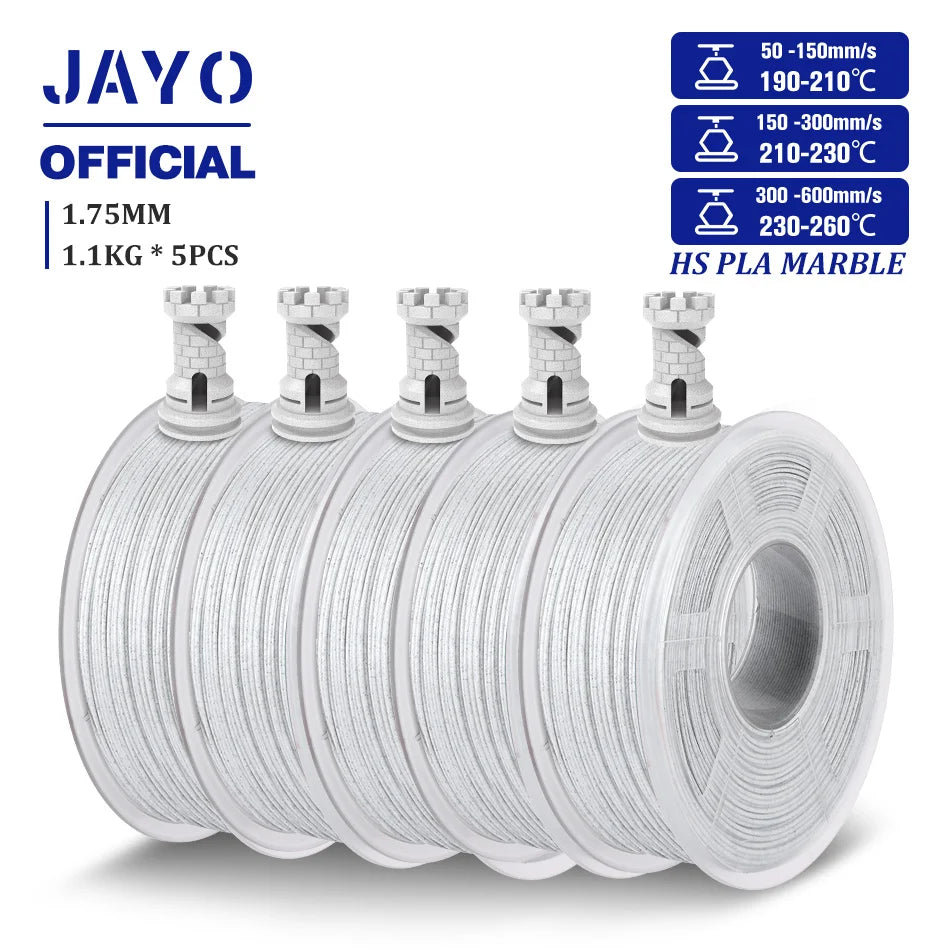 JAYO High Speed Marble  5 Rolls PLA 3D Printer Filament For FDM Marble-Like Texture