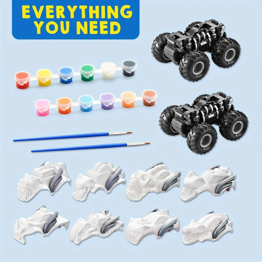 JOYFY Kids Craft Kit Build & Paint Your Own Friction Powered Monster ATV
