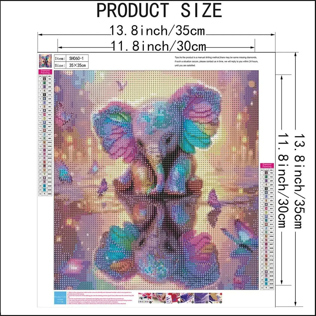 5D Diamond Painting Kit for Adults,  Elephant Full Drill Art, Home Wall Decor 14x14 Inch