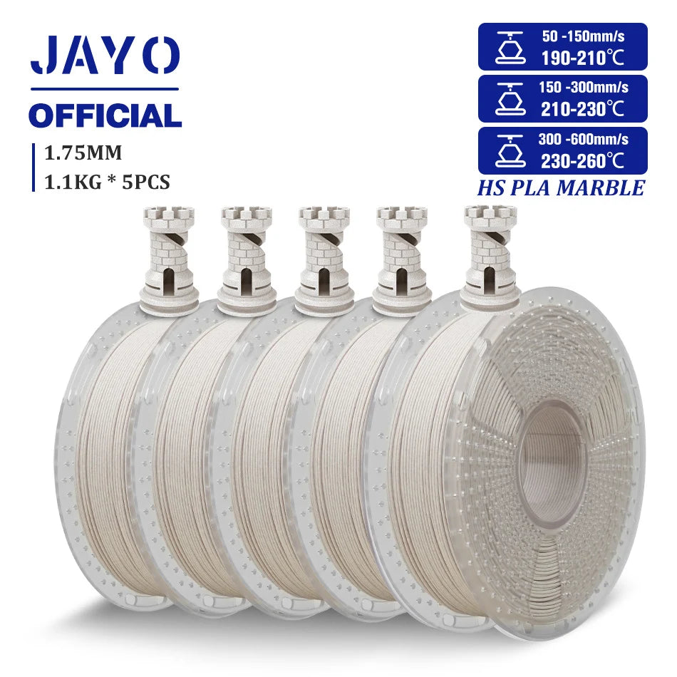 JAYO High Speed Marble  5 Rolls PLA 3D Printer Filament For FDM Marble-Like Texture