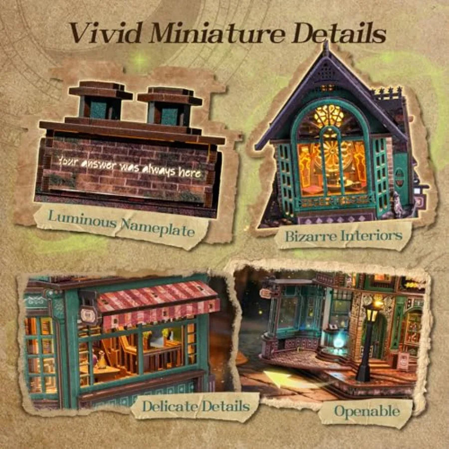 3D  Puzzle Magic Bookstore with LED Lights - DIY Miniature Kit