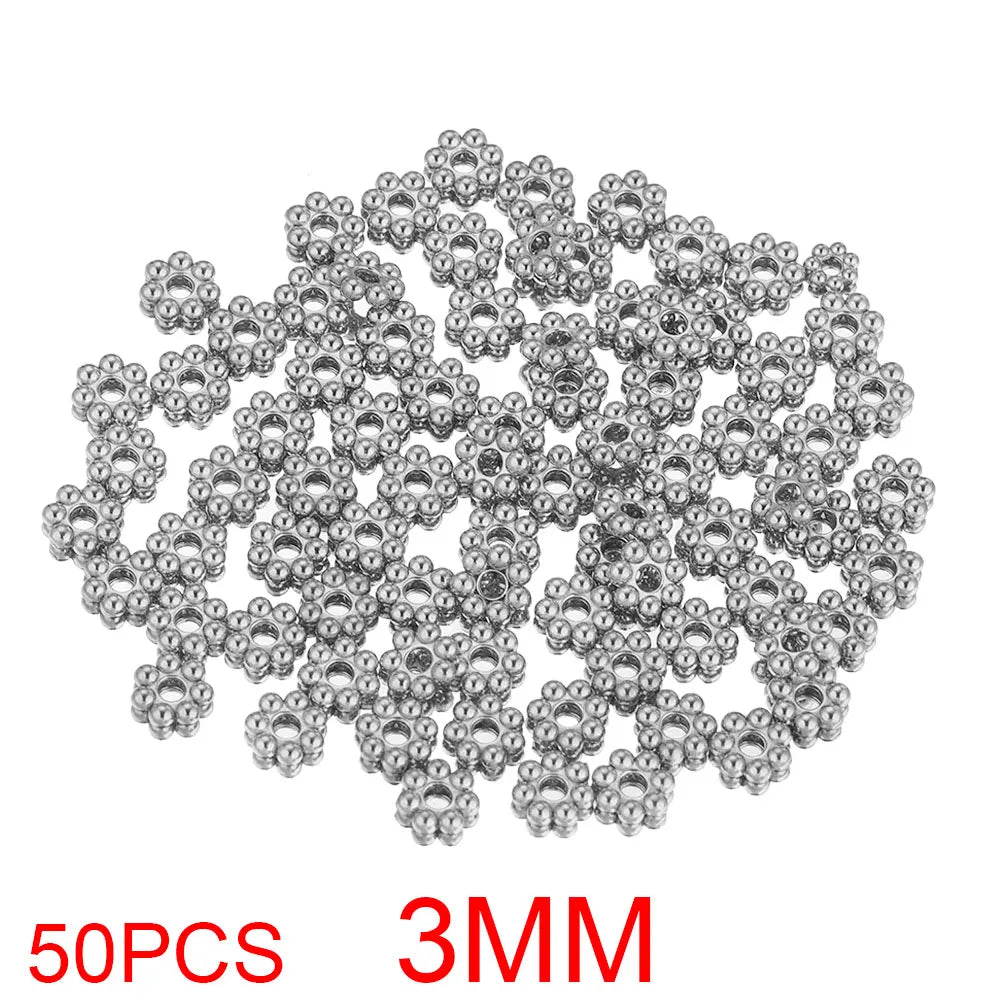 Daisy Spacer Beads Gold Plated Over Stainless Steel For Jewelry Making 50 Pieces