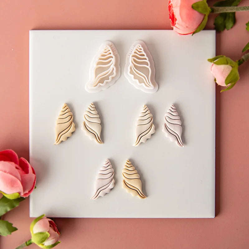 Ocean Sea Polymer Clay Cutters Summer Beach Earring Embosser Cutter Shell Conch Fish Tail Shape Earring Mold for Pendant Jewelry